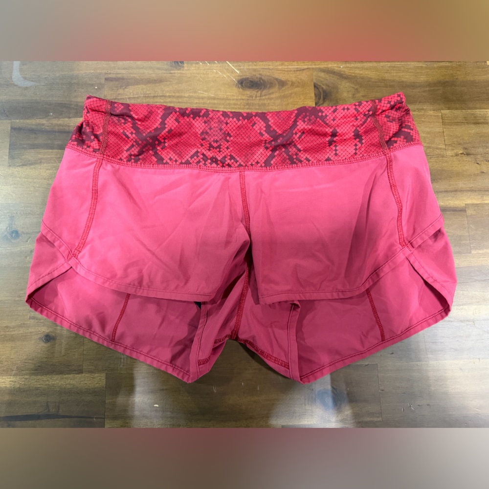 Lululemon Athletica Red Patterned Athletic Shorts